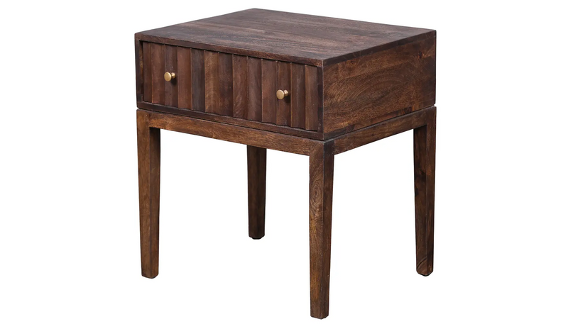 Boho Wood Fluted Bedside Table