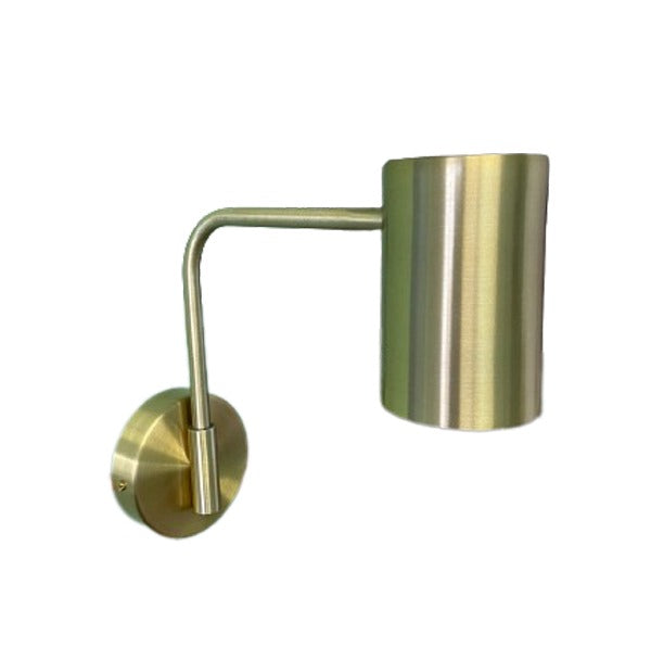 Cylinder Brushed Brass Swivel Arm Wall Light